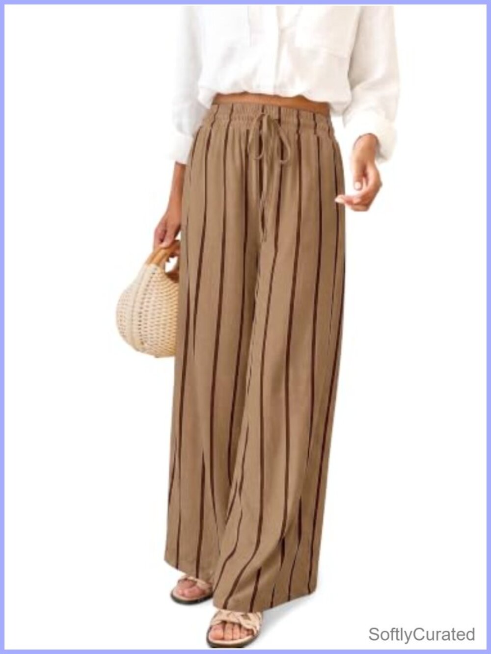 Wide Leg Palazzo Pants High Waist Drawstring Pockets Flowy